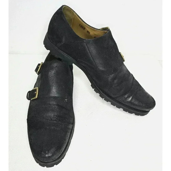 Men's Billy Reid Double Monk Strap Suede Dress Shoes SZ 8.5 Made in Italy - Picture 1 of 11
